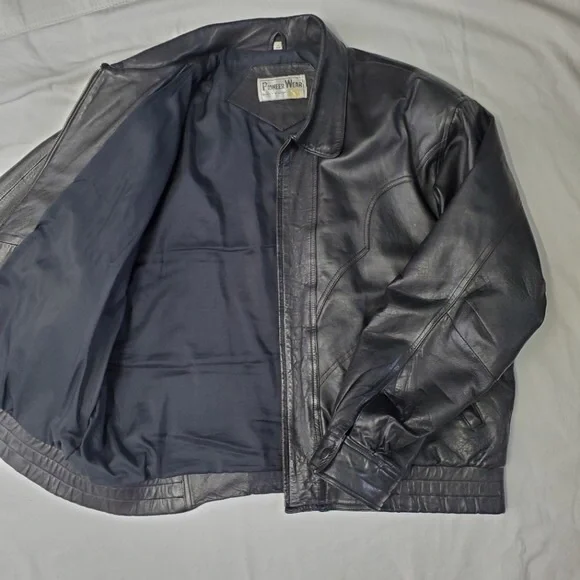 Pioneer Wear Men's Leather Bomber Jacket 100% Lamb Leather Vintage Biker Size L - Picture 7 of 16